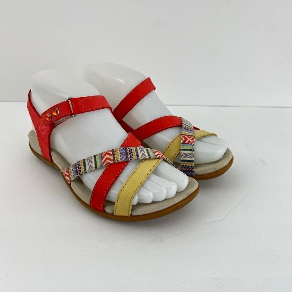 Abeo Womens  Laguna Sandals Multi Color Orange ‎ Size US 5  Neutral Footbed